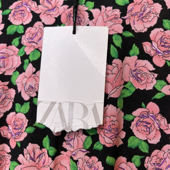 Zara NWT Blogger Fave Valentines Day Rose Print Floral Pattern Ruched Mini Dress - Picture 13 of 15